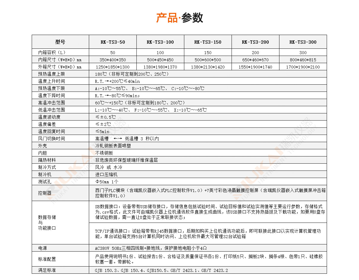 換氣式冷熱沖擊試驗(yàn)箱產(chǎn)品參數(shù)